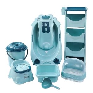 8 PCS Baby Bathtub Set Comfortable Space-Saving Portable Infant Bath for Newborns Toddlers Safe Bathtub for Baby Use