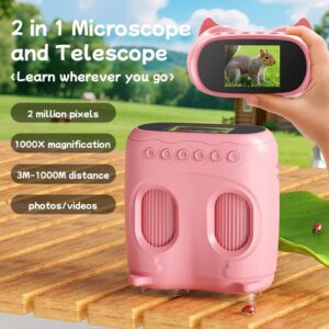 2 in 1 Telescope and Microscope 4 Color Hands-on Science Pocket Digital Microscope for Kids Outdoor Toys