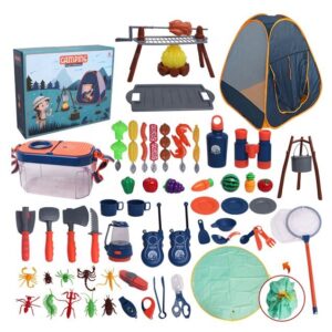 Backyard Kids Exploration and Adventure Pretend Play Kit Outdoor Camping Tents Picnic Mat Toys Set