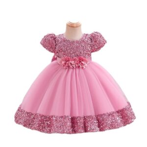 Summer Kids Clothes Toddler Girl Sequined Birthday Party Dress
