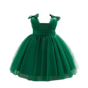 Girls' Tulle Tutu Dress with Bow – Birthday Princess Gown, Forest-Inspired Formal Dress for Little Girls