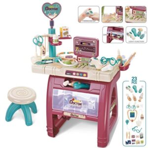 Children's Pretend Medical Clinic Playset, Doctor Role Play Toy Kit with Light & Sound Effects
