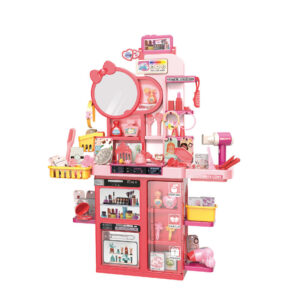 Girls' Role-Play Beauty Kit with Vanity Table Featuring Mirror and Lights – DIY Fashion Makeup Toy Set