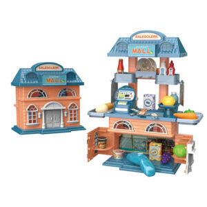 Kids DIY 2-in-1 Villa Pretend Play Set – Includes Pets, Tools, Doctor, Makeup & Supermarket Role-Play Toys