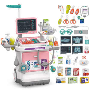 Preschool Role Play Doctor Set with Medical Trolley Light & Sound Features Plastic Construction for Kids
