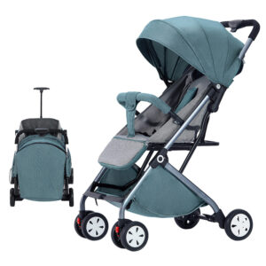 Foldable Baby Stroller with High View, Lie-Down & Sit-Up Function, Lightweight Travel Trolley with Canopy