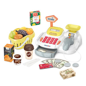 Cash Register Pretend Play Mini Supermarket Store Toy with Lights and Sound for Kids